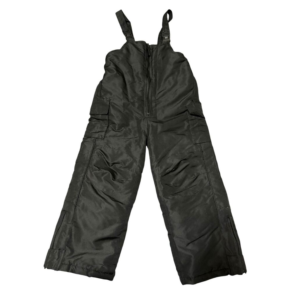 Snow Bibs Boy's Toddler's 4T Black Cargo Pockets Zip Front Winter Snow
